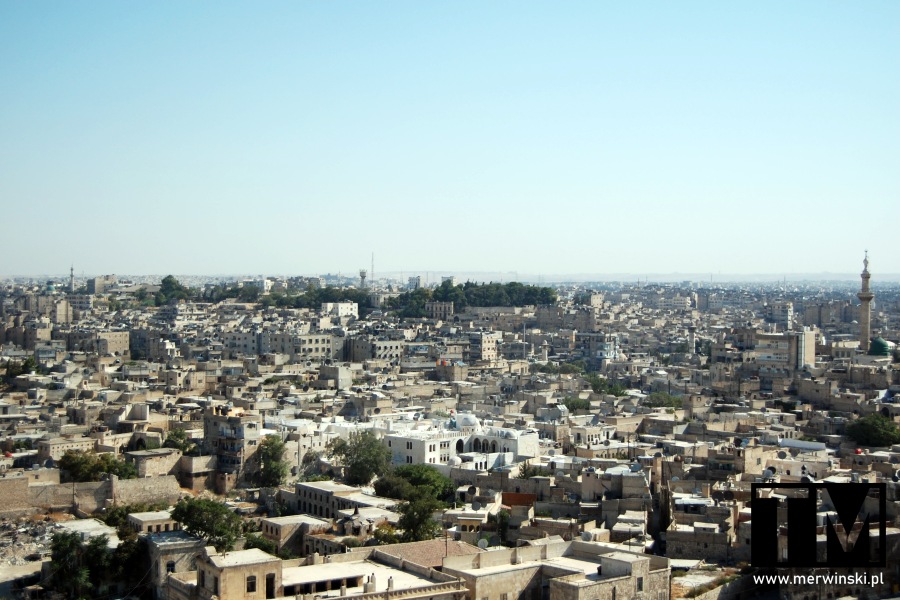 Widok na miasto Aleppo z cytadeli Kalab Halab