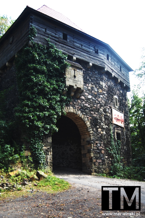 Brama wjazdowa na teren zamku w Grodźcu
