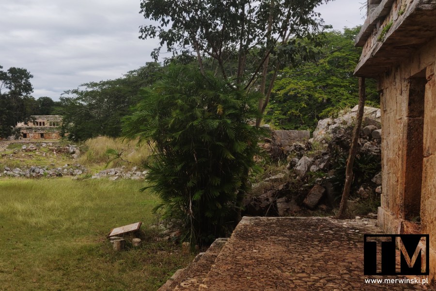 Widok na pałac w oddali w Labnie - co warto zobaczyć na Jukatanie?