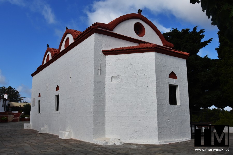 Tył klasztory Panagia Kalopetra na Rodos w Grecji