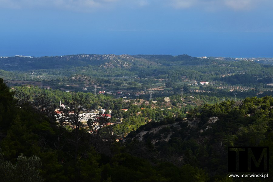 Klasztor Panagia Kalopetra - widok na Rodos