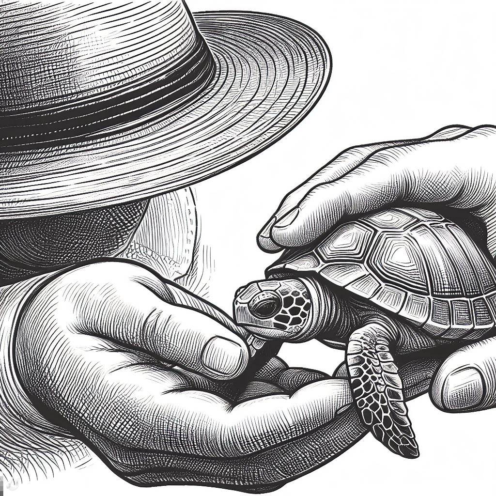 Trzymanie w rękach małego żółwia