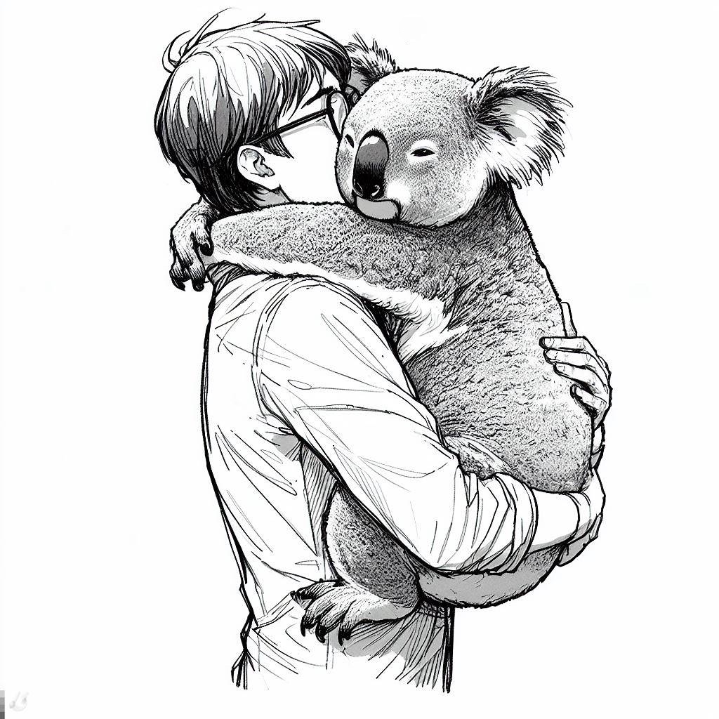Chłopiec przytulający koalę