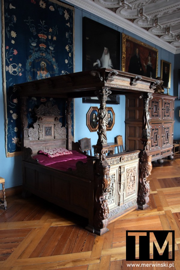 Łoże w zamku Frederiksborg w Danii