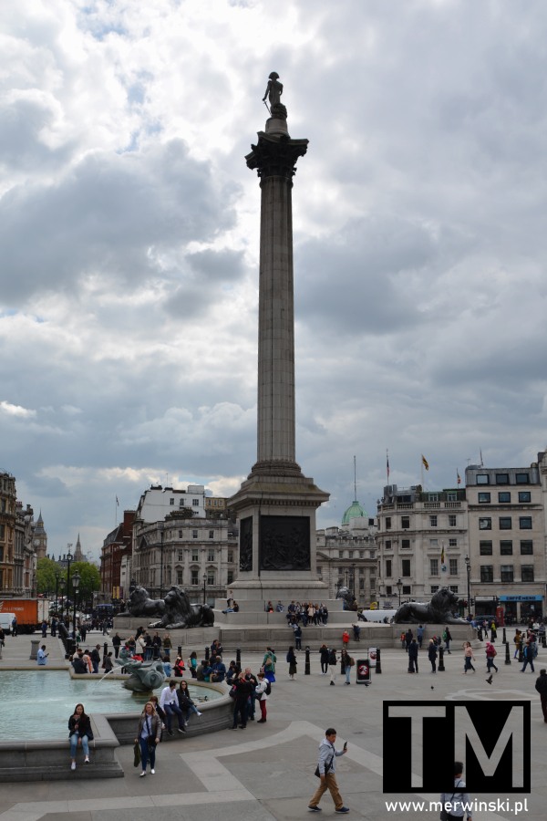 Trafalgar Square i kolumna Nelsona, jako jedno z ciekawych miejsc w Londynie