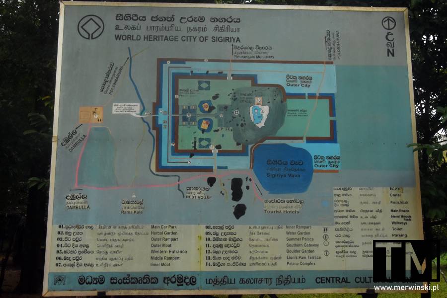 Sigiriya mapa strefy archeologicznej