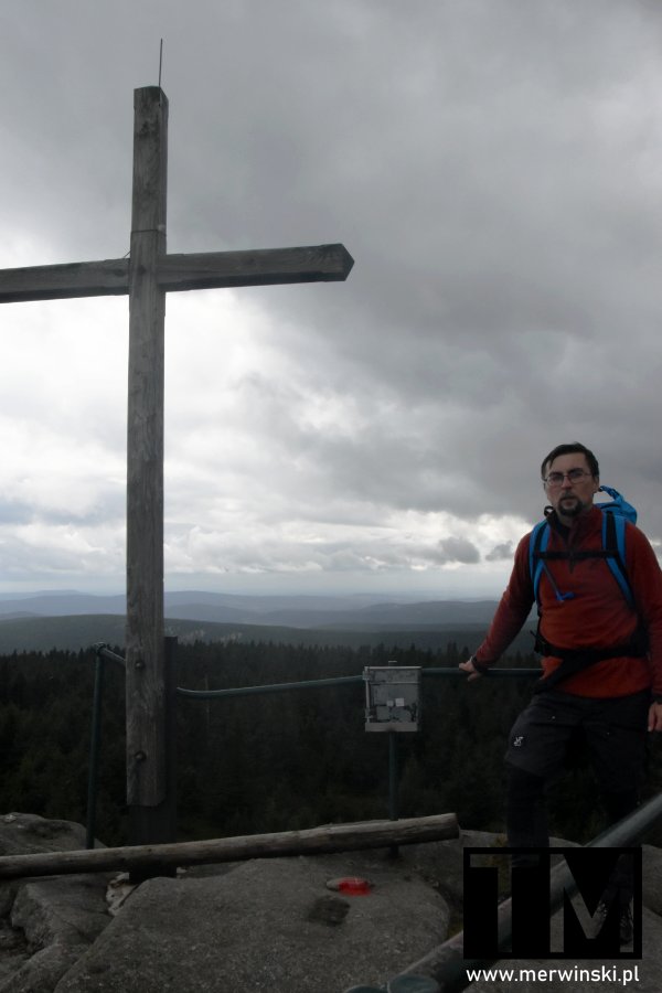 Tomasz Merwiński na szczycie góry Jizery (Czechy)