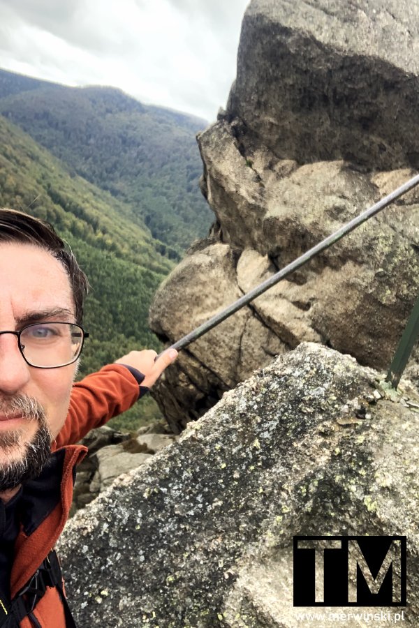 Tomasz Merwiński w drodze na Ořešník (Czechy)